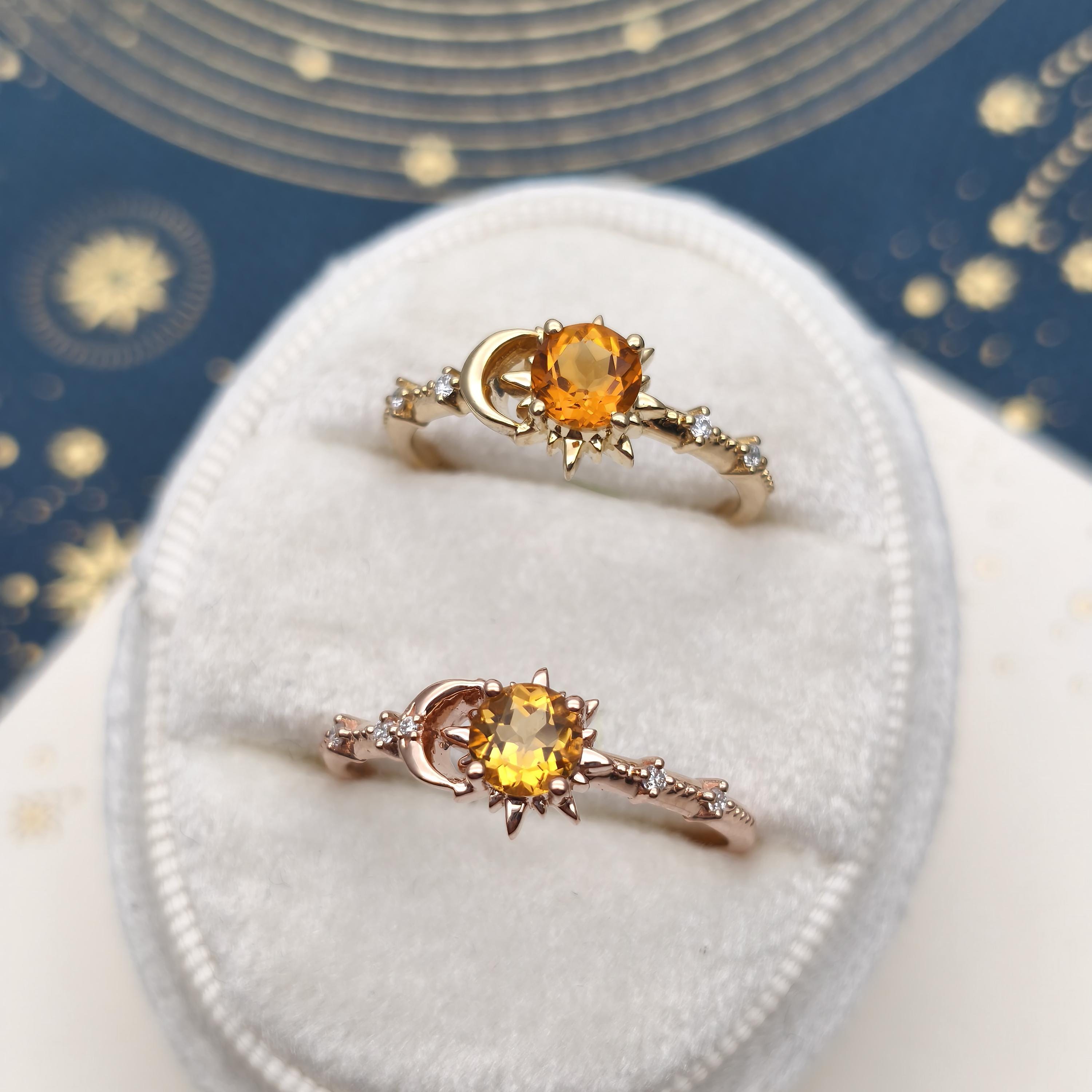 Sun And Moon Engagement Ring