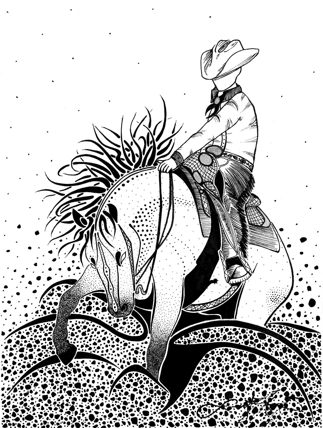 Reining Horse and Rider Print Etsy