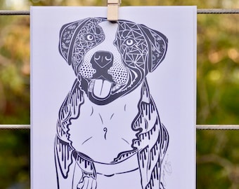 Canis lupus familiaris (Domestic dog, Pitbull) - Card