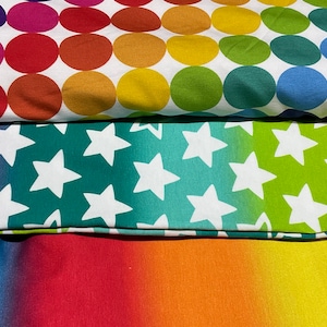 Fabric Worlds Rainbow Stars Spectrum Boys Dotties Jersey Rainbow Star Spectrum Cotton Cotton Jersey