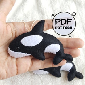 Orca Felt Sewing Pattern, PDF Felt Pattern, Easy Sewing Tutorial, Sea Creature Sewing Pattern