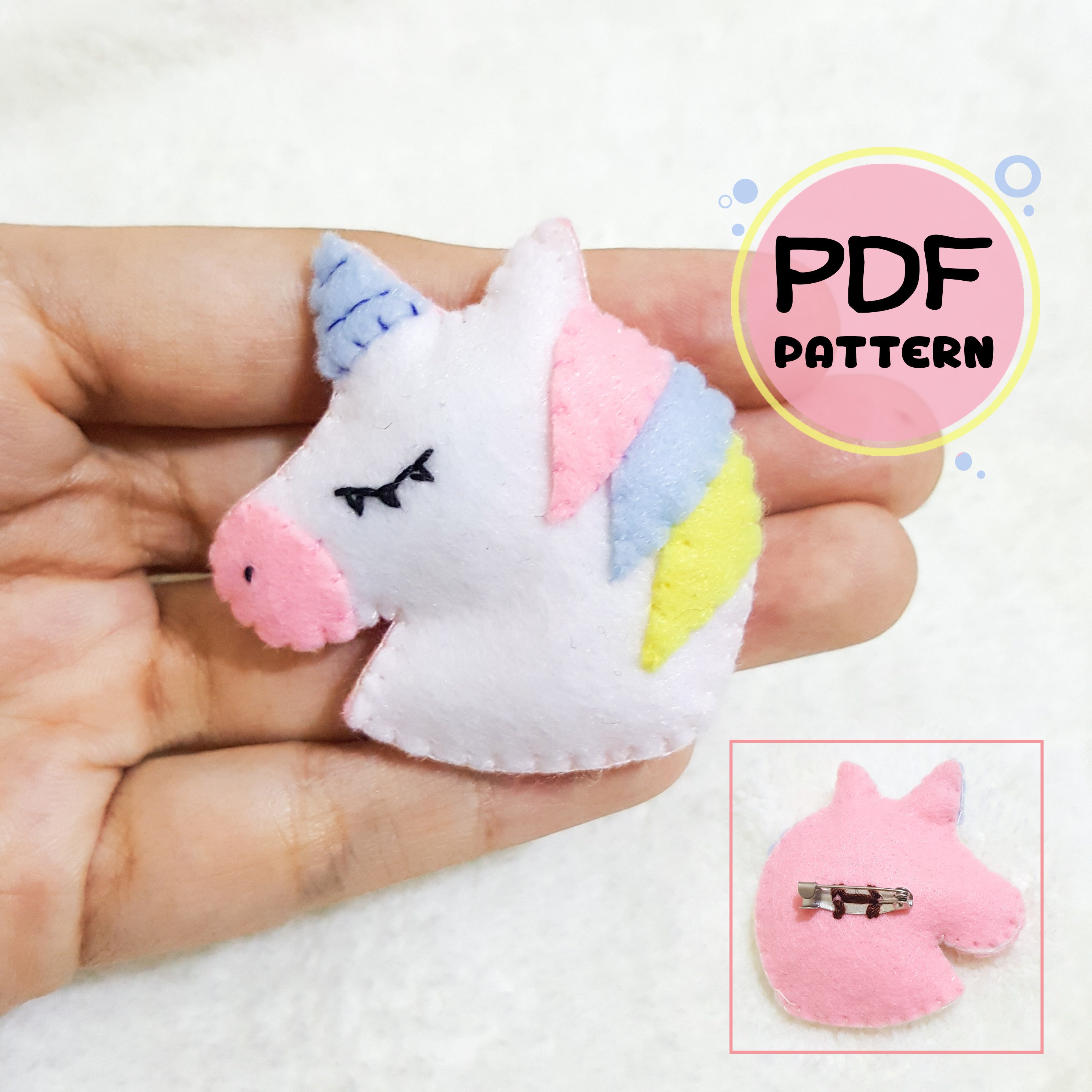 Unicorn Felt PDF Pattern animal PDF tutorial Easy Diy cute | Etsy