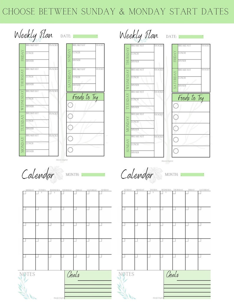 Weekly Meal Plan Printable Meal Planner A5 A4 Letter Size | Etsy