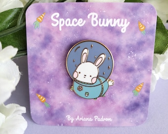 Space Bunny - Hard Enamel Pin, Bunny pins, Cute pins, Lapel pins, Space, Astronaut