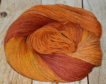 Handgefärbte Sockenwolle 4fach Tweed Hagebutte 100g