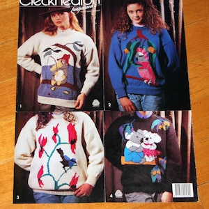 Australian Motifs x 4 Patterns Jumper Sweater 8 Ply Knitting Stitch Embroidery Australia Koalas Platypus Cockatoo Flora PDF Download ENGLISH