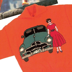 Klassische australische 1950 Motor Car Unisex Pullover Strickanleitung FJ Holden Australia Fair Isle PDF-Download in ENGLISCH