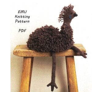 EMU Large Australian Bird Knitting Pattern 8ply ~ 24cm high ~ Australia PDF Digital Download