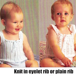 Baby Singlets Vests 2 Designs Knitting Pattern 3 or 4 ply Eyelet Rib or Plain Rib PDF Digital Download