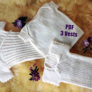 Baby Vests Singlets Knitting Pattern in ENGLISH Plain or Ribbed 3 ply Knits 40-45cm PDF Digital Download