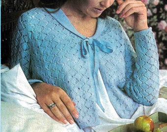 Modello di maglia per giacca da letto a 4 fili da donna, 2 taglie 34-36" Giacca da letto vintage in maglia anni '80, download digitale in PDF in INGLESE