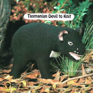 Tasmanian Devil Animal Knitting Pattern Australian Wildlife 8 ply Tassie Devil Soft Toy PDF Digital Download