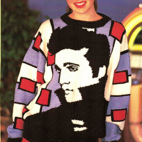 Elvis Presley Knitting Pattern Jumper Sweater King of Rock and Roll PDF Digital Download
