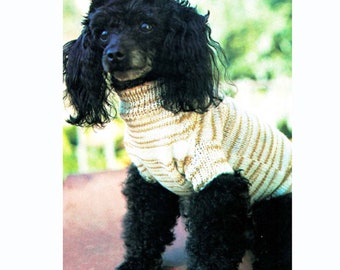 Dog Coat Pullover Sweater Knitting Pattern in ENGLISH Small breed dog's rug 2 Sizes 5 ply 1970's vintage Digital file Download