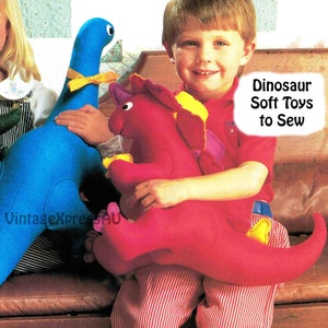 Dinosaur Soft Toys Sewing pattern Felt Dinosaurs 26" 66cm Brontosaurus 14.1/2" 37cm Stegosaurus 26" Grid to be Enlarged PDF download ENGLISH