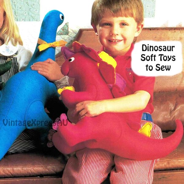 Dinsosaur Soft Toys Sewing pattern Felt Fabric Dinosaurs 26" 66cm Brontosaurus 14.1/2" 37cm Stegosaurus 26" Brontosaurus PDF download