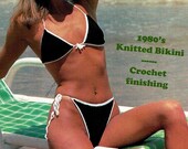 Digital Bikini Knitting Pattern 1970 39 s Vintage Lady 39 s 2 Piece Brief Swimwear Beach Wear Sexy PDF Download file Crochet finishing