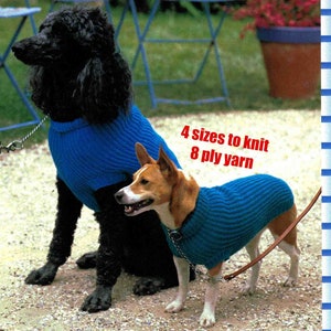 Dog Coat Sweater 4 sizes Knitting Pattern in ENGLISH DK / 8 ply Chest 35 - 55cm Pull-on Rug PDF Digital Download