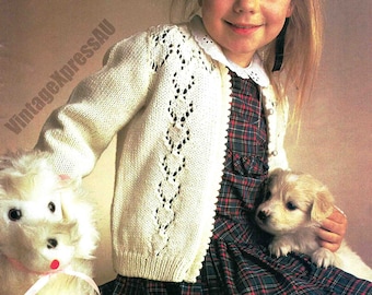 Special Occasion Cardigan Girl's Knitting Pattern Eyelet 1-5 years DK / 8 ply PDF Digital Download