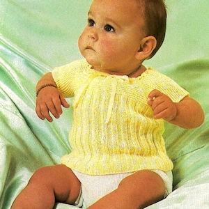 Baby Vest Singlet Knitting Pattern 3 ply light fingering 2 sizes 15.1/4-17.3/4in 40-45cm Sweater Babies Vintage PDF Digital Download ENGLISH