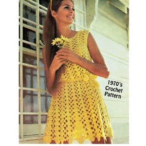 Dress Cover Up Beach Retro Summer Crochet Pattern in ENGLISH Open Work 1970s Vintage DK / 8 ply PDF Digital Download