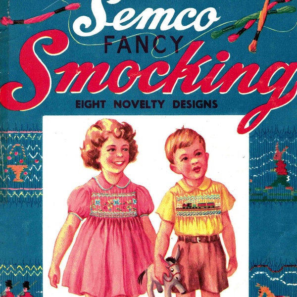 Fancy SMOCKING Book 8 Novelty Designs in ENGLISH Vintage 1950's Full colour Semco Digital Download