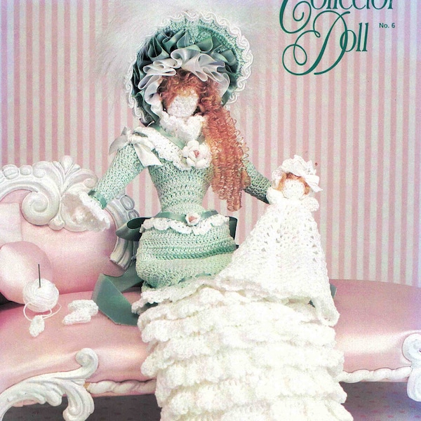 Mother & Baby 1880's Victorian Crochet pattern book Collector Doll Musical 12 pages PDF digital file download