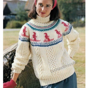 Vintage retro Knitting Pattern Lady s Classic Fair Isle cable