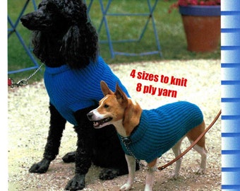 Dog Coat Sweater 4 sizes Knitting Pattern in ENGLISH DK / 8 ply Chest 35 - 55cm Pull-on Rug PDF Digital Download