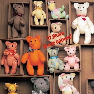 Teddy Bears Knitting Pattern 22 Bears in 1 Libretto didattico File di download digitale di giocattoli morbidi vintage