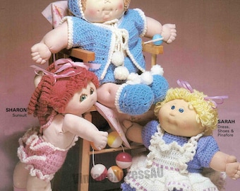 Doll Clothes crochet pattern incl Cabbage Patch Kids ~ clothes for 15-18" dolls ~ dress shoes bonnet & more ~ PDF download in ENGLISH