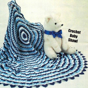 Baby Shawl Crochet Pattern Circular 53.1/2&quot; Diameter 136cm Vintage Crocheted Infant Wrap Blanket PDF Digital download file