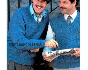 Men's Vest Knitting PATTERN / Sleeveless Sweater / Instant PDF Download ...