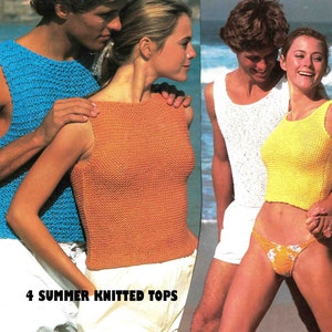 Summer Tops Man & Lady Knitting Pattern in ENGLISH 4 Sun Beachwear Cotton Knitted Vintage PDF Digital Download