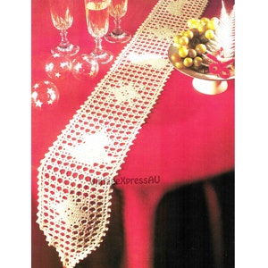 Christmas Table Runner crochet pattern Holiday Xmas Festive Crocheted decoration ~ 14cm W x 164cm L ~ PDF digital download