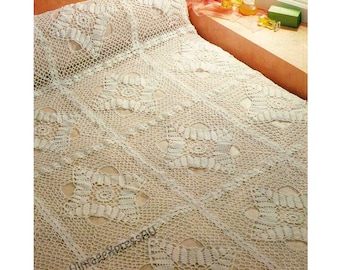 スパイダーレースのベッドスプレッドかぎ針編みパターン 約サイズ