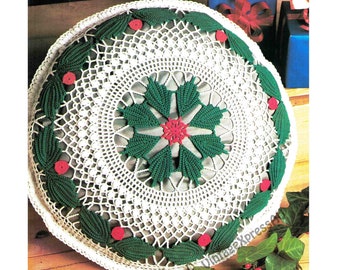 Christmas Wreath Cushion crochet pattern Festive Season Xmas Decoration Pillow 46cm diameter PDF digital download