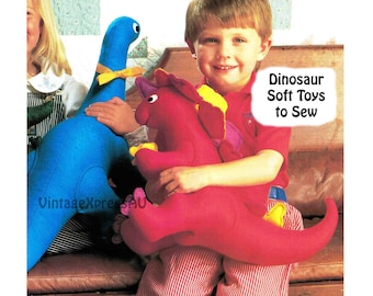 Dinsosaur Soft Toys Sewing pattern Felt Fabric Dinosaurs 26" 66cm Brontosaurus 14.1/2" 37cm Stegosaurus 26" Brontosaurus PDF download
