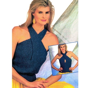 Crossover Halter Top Knitting Pattern Lady&#39;s Keyhole 5 sizes 30-38&quot; Sport / 5 ply PDF Digital Download