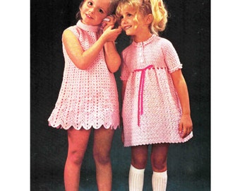 Girl's Dresses Crochet pattern DK 8 ply 4 sizes 22-28" 56-71cm Sleeveless A Line & Short Sleeve Empire Line Crocheted PDF Digital Download