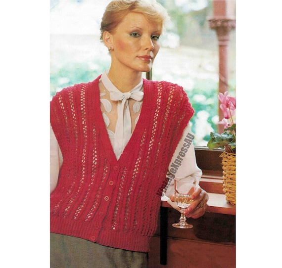 Lace Stitch Weste Lady's Ärmellose Weste Strickmuster in ENGLISCH