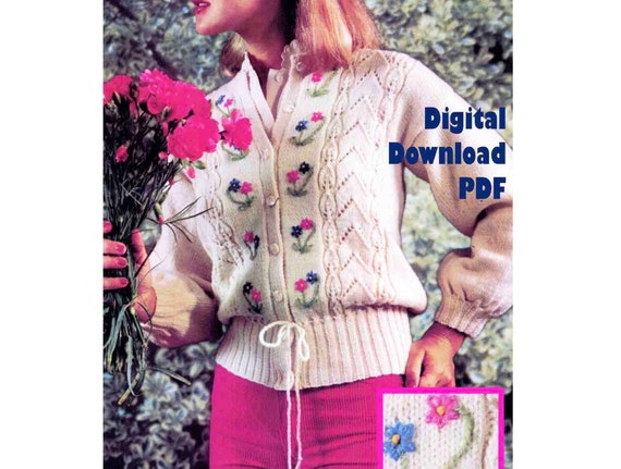 Cardigan ricamato fiori modello maglia da donna taglie donna