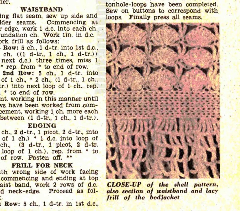 Bed Jacket Crochet Pattern 1950s Vintage Frothy Frilly Feminine ...