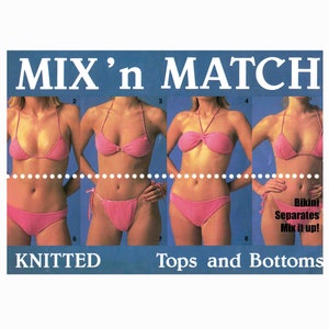 Bikini Swimsuits Mix N Match Knitting Patterns 4 Ply Tops & Bottoms Swimwear Separates to Mix it Up PDF Digital Download file image 1