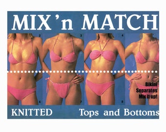 Bikini Swimsuits Mix N Match Knitting Patterns 4 Ply Tops & Bottoms Swimwear Separates to Mix it Up PDF Digital Download file