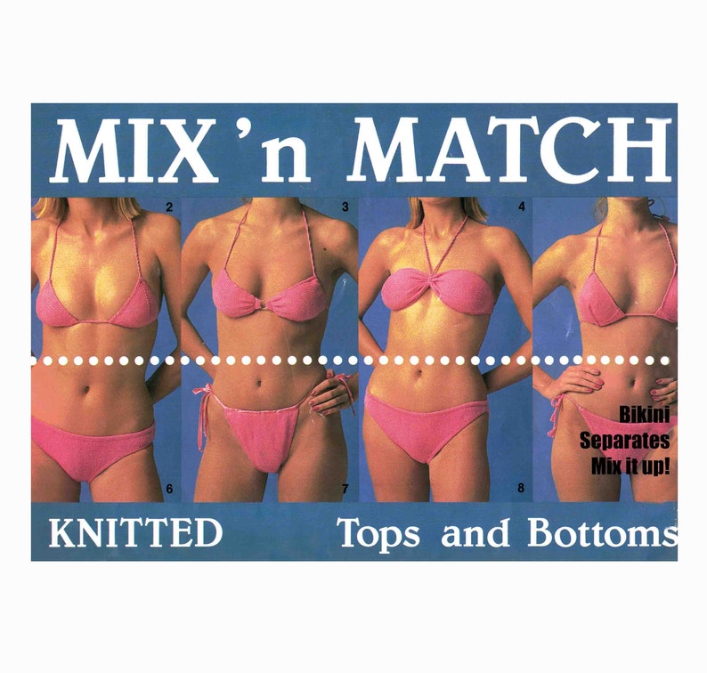 Bikini Swimsuits Mix N Match Knitting Patterns 4 Ply Tops & Bottoms Swimwear Separates to Mix it Up PDF Digital Download file image 1