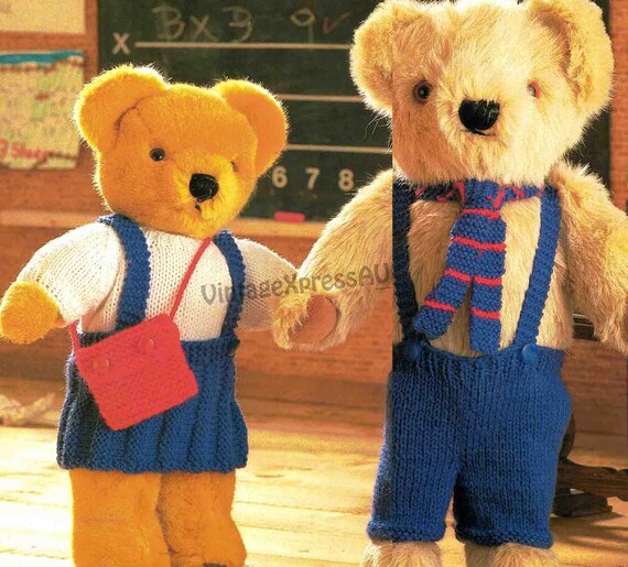 テディベアの学校制服編み図 DK 8プライ おもちゃのテディベア 3サイズ
