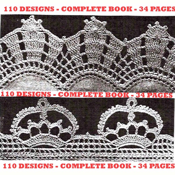 110 Crochet Edgings Entire Book 32 pages 1940's Australian Patterns Designs Vintage Crocheted Borders PDF Digital Download file