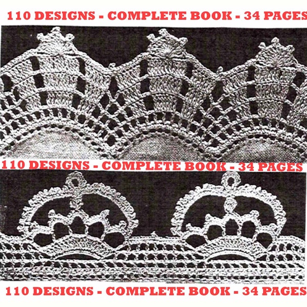 110 Crochet Edgings Entire Book 32 pages 1940's Australian Patterns Designs Vintage Crocheted Borders PDF Digital Download file