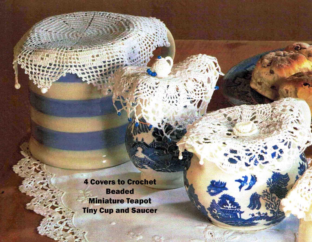 Lace Crochet Jug and Bowl Covers Beaded, Vintage Patterns X 4 With Tiny ...
